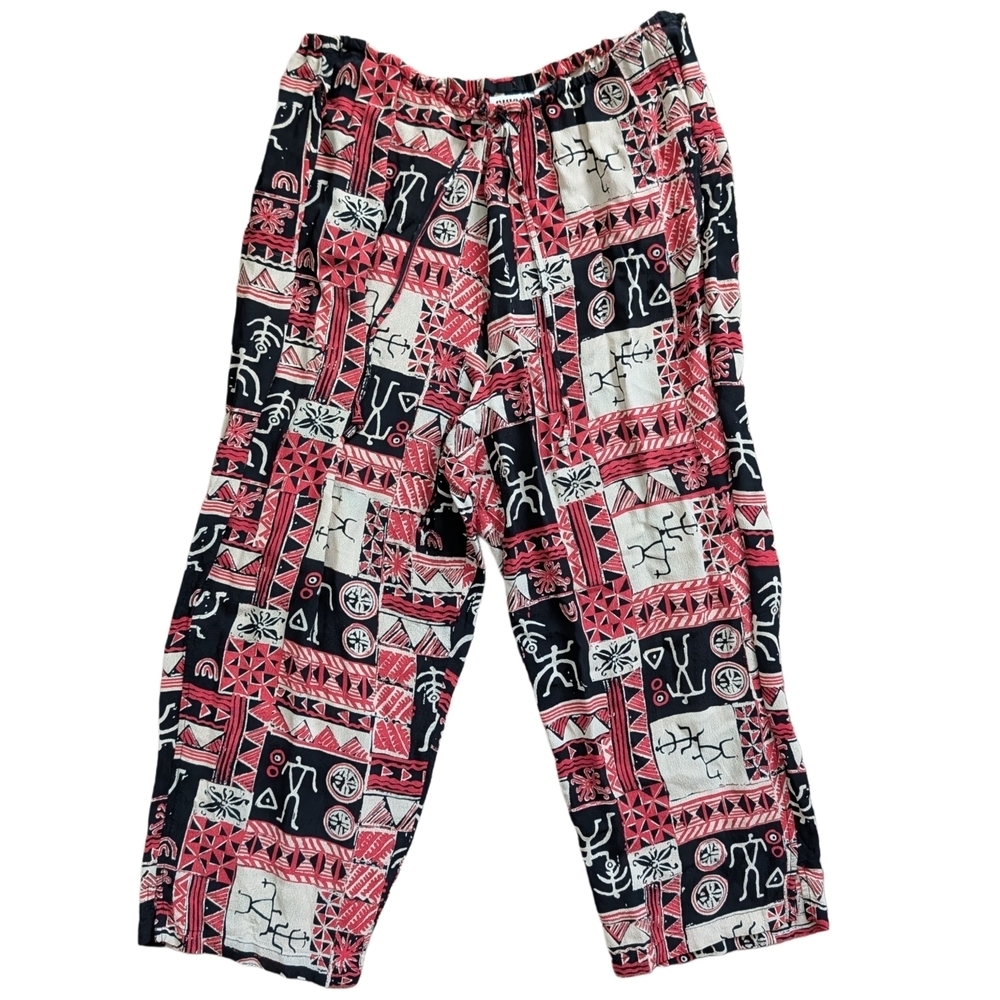 Chico's Design Vintage Red Black Tribal Print Relaxed Sweatpants Size 3/XL